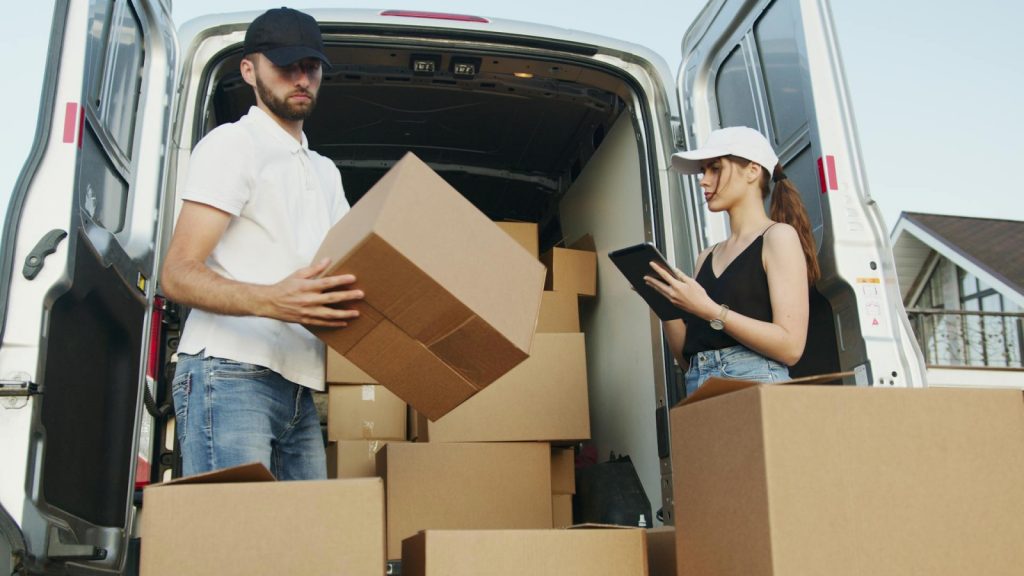 delivery drivers unload car in ohio