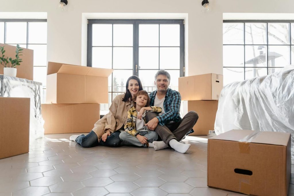 Portrait of family recently moved into Mount Vernon home